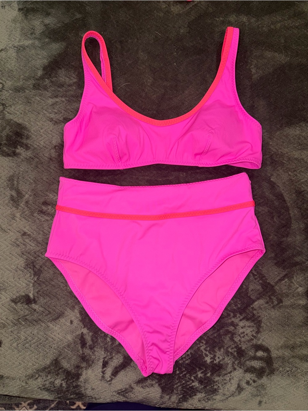 Fabletics Bright Pink High-Waist Bikini Set - never worn